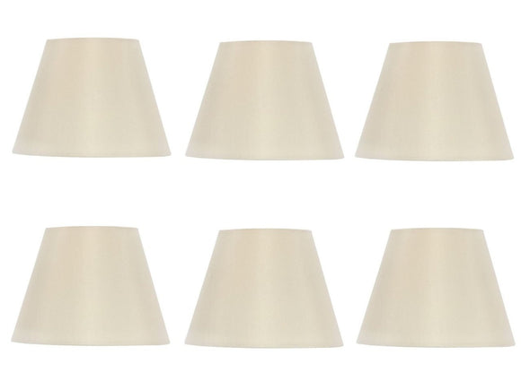 UpgradeLights Set of Six European Drum Style Chandelier Lamp Shade 6 Inch Eggshell Silk Clips Onto Bulb