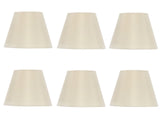 UpgradeLights Set of Six European Drum Style Chandelier Lamp Shade 6 Inch Eggshell Silk Clips Onto Bulb
