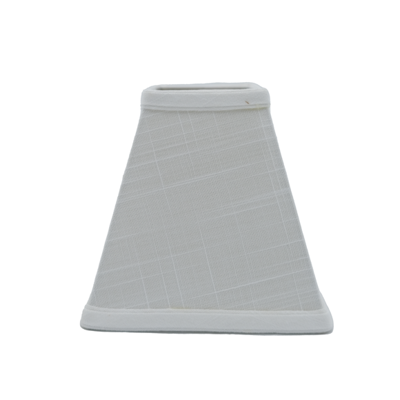 White Linen Six Inch Square Mission Style Nickel Clip On Chandelier Lampshade
