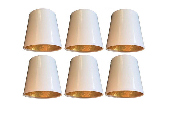 White with Gold Parchment 4 Inch Clip On Chandelier Lamp Shades