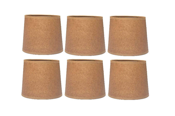 Oiled Parchment 6 Inch Tapered Drum Clip On Chandelier Shades (Set of Six) 5x6x5