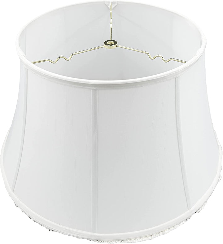 Shantung 17 Inch Modified Bell with Fringe Floor Lamp Shade (White)
