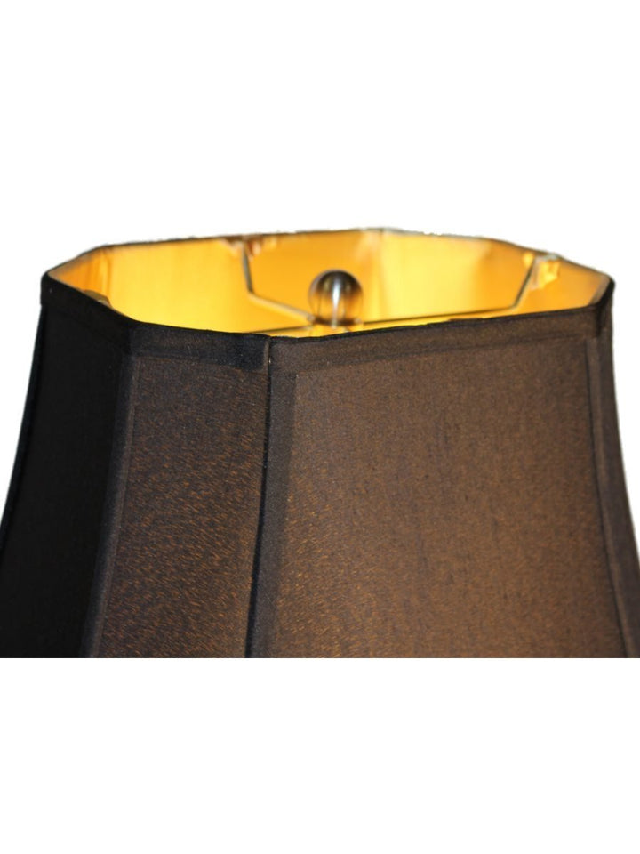 Black Silk Rectangular Cut Corner 16 Inch Lamp Shade with Gold Lining