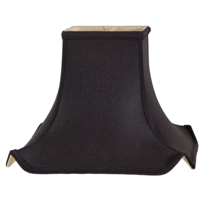 Black Silk with Gold Interior 10 Inch Rectangular Pagoda Lamp Shade with Matching Harp and Finial