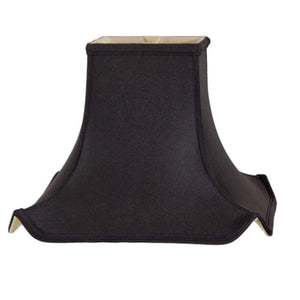 Black Silk with Gold Interior 12 Inch Rectangular Pagoda Lamp Shade with Matching Harp and Finial