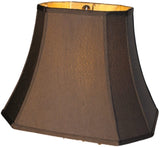 Black Silk with Gold 12 Inch Rectangle Cut Corner Lampshade with Matching Harp and Finial