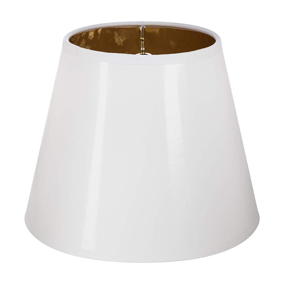 White with Gold Interior 12 Inch Washer Fitter Lampshade Replacement with Matching Harp and Finial