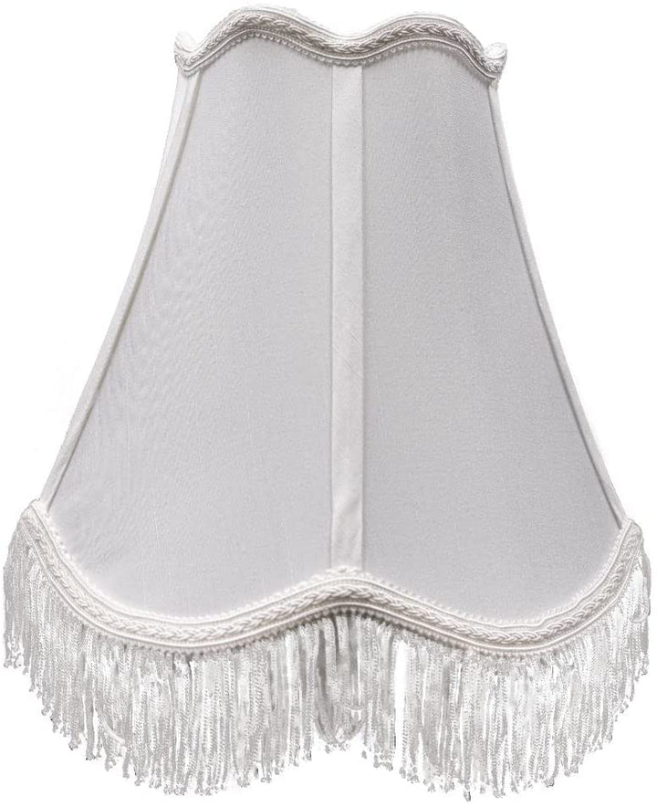 Silk Scalloped Bell 8 Inch Small Washer Lamp Shade with Fringe