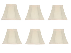 UpgradeLights Set of 6 Chandelier Lamp Shades Bell Shape 5 Inch Eggshell Silk