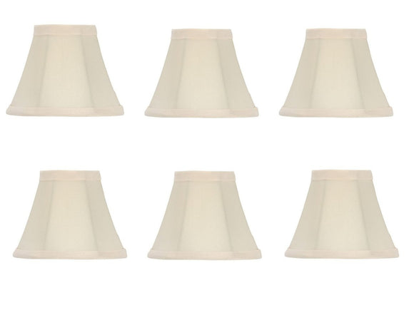UpgradeLights Set of 6 Chandelier Lamp Shades Bell Shape 5 Inch Eggshell Silk