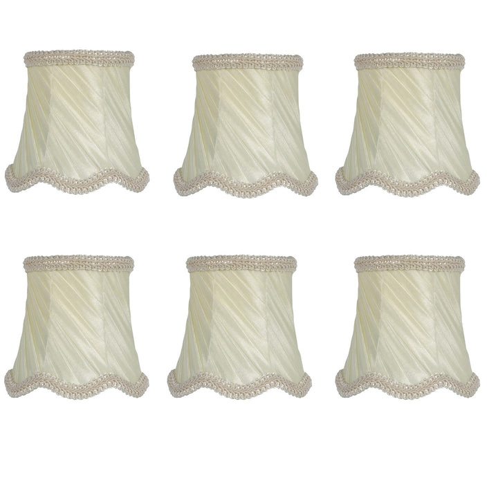 UpgradeLights Eggshell Swirl Pleated Silk 3 Inch Drum Chandelier Lamp Shades (Set of 6)