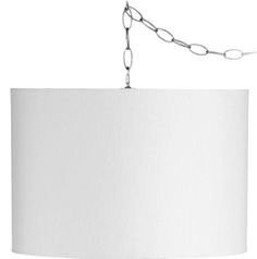 Upgradelights White Linen 16 Inch Round Drum Swag Lampshade