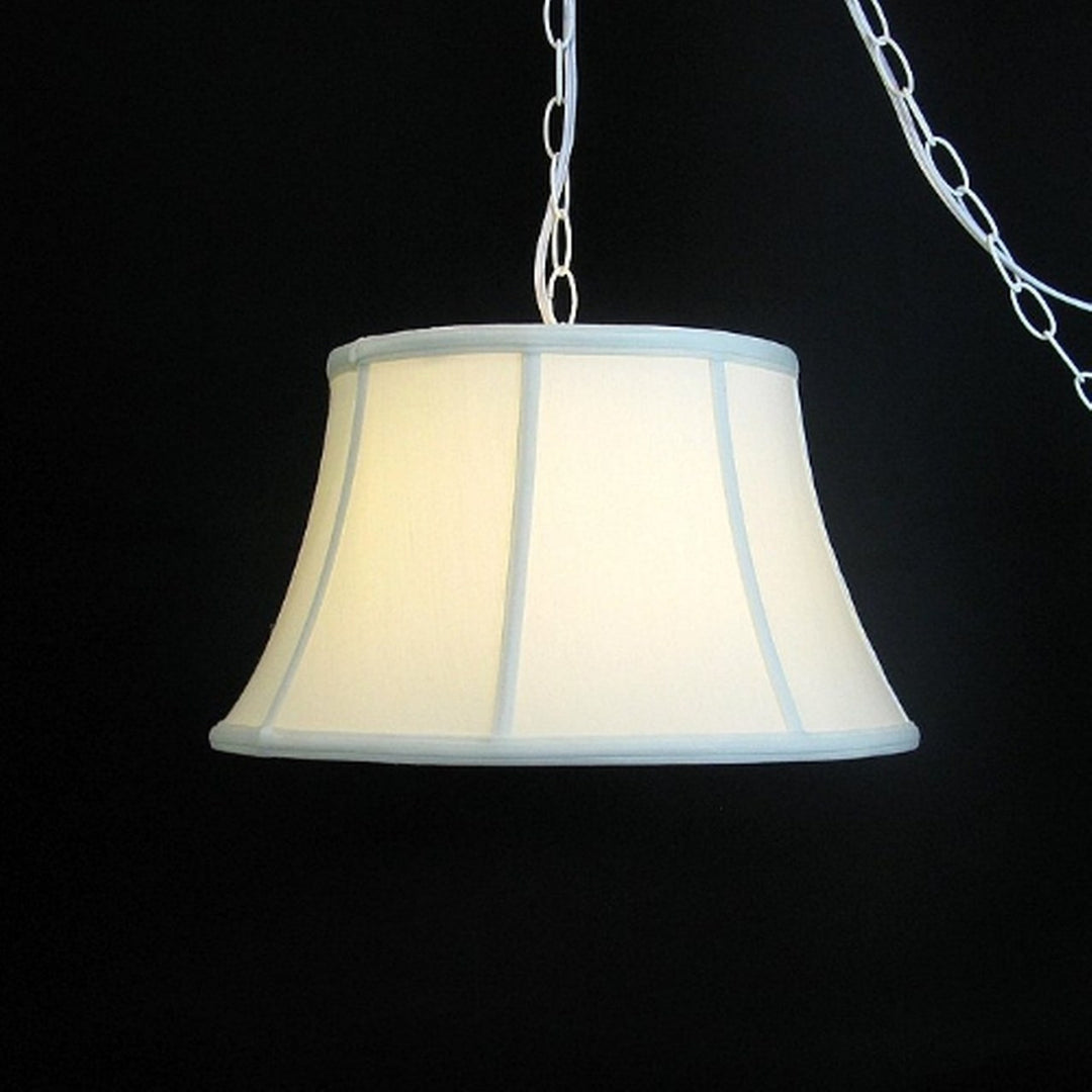 UpgradeLights White Eggshell Silk 17 Inch Flared Drum Portable Swag Lampshade