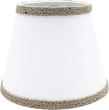 Off White Linen with Braided Burlap Trim 8 inch Clip On Lamp Shade