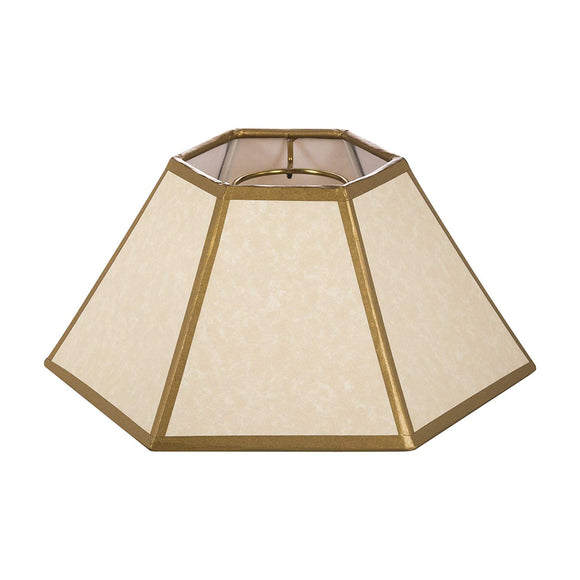 Off White with Gold Trim 10 Inch Hex Chimney Fitter Lampshade (4.75 X 10 X 5.5)