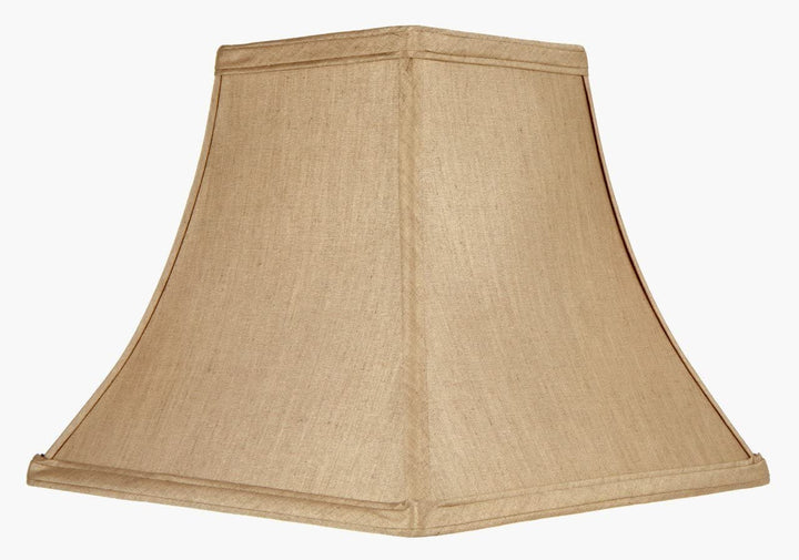 Tan Shantung Silk Square Bell 14 Inch Washer Lampshade with Matching Harp and Finial