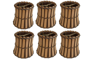 Upgradelights Set of Six Bamboo Style Mini 4 Inch Clip on Chandelier Lamp Shade (2.5x4x4.25)