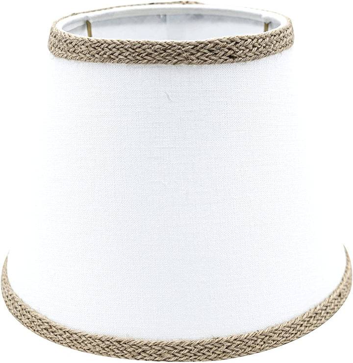 Off White Linen with Braided Burlap Trim 10 Inch Lamp Shade (Matching Harp and Finial)
