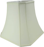 Eggshell Silk 16 Inch Cut Corner Square Bell Lampshade with Matching Harp and Finial