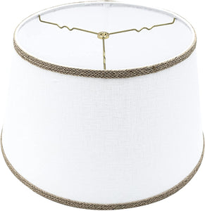 Off White Linen with Braided Burlap Trim 19 Inch Floor Lamp Shade
