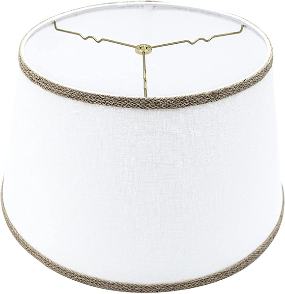 Off White Linen with Braided Burlap Trim 19 Inch Floor Lamp Shade