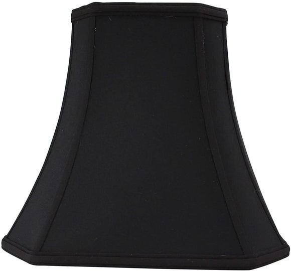Black Silk 14 Inch Cut Corner Square Bell Lampshade with Matching Harp and Finial