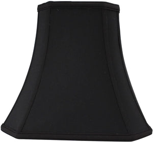 Black Silk Cut Corner Square Bell 16 Inch Lampshade with Matching Harp and Finial
