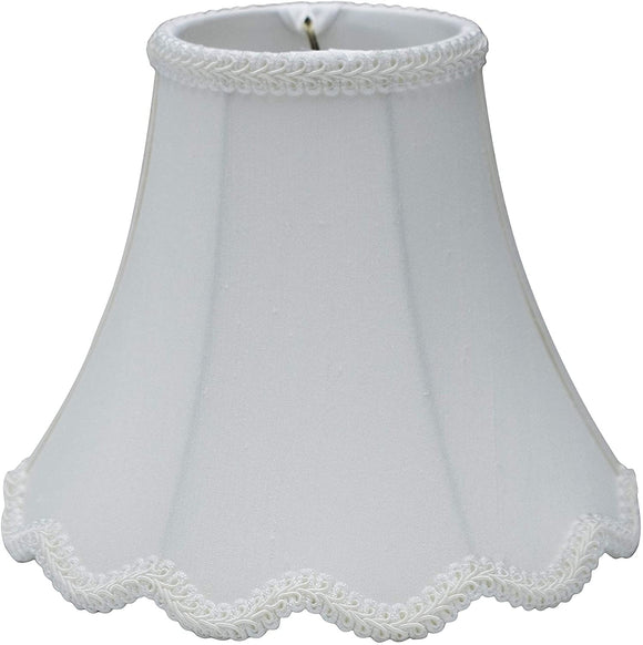 Off White Silk 8 Inch Scalloped Clip On Lamp Shade