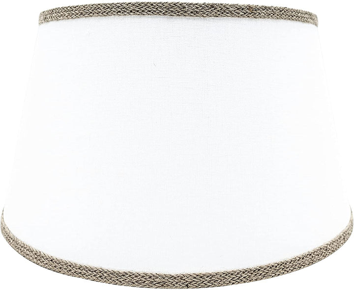 Off White Linen with Braided Burlap Trim 19 Inch Floor Lamp Shade