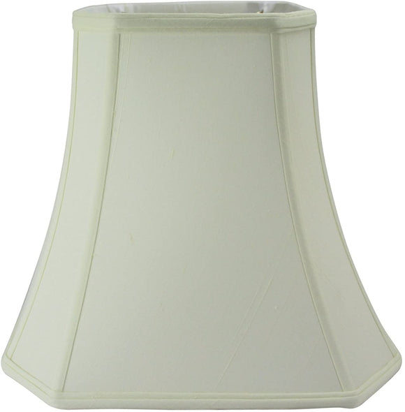 Eggshell Silk 16 Inch Cut Corner Square Bell Lampshade with Matching Harp and Finial