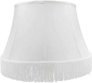 Shantung 19 Inch Modified Bell with Fringe Floor Lamp Shade (White)
