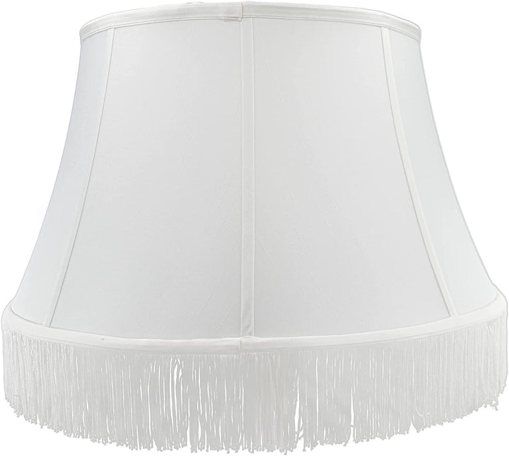 Shantung 17 Inch Modified Bell with Fringe Floor Lamp Shade (White)
