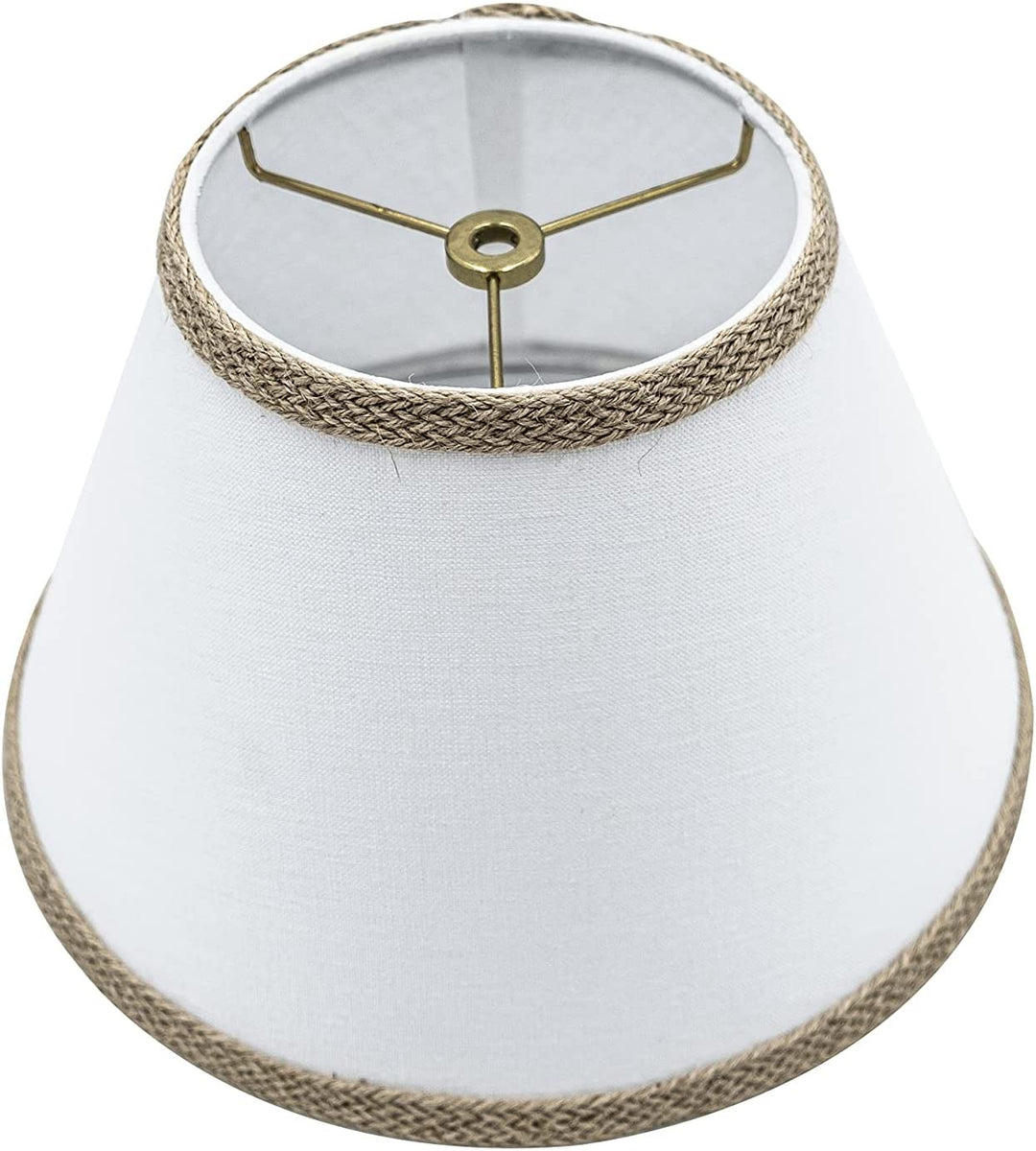 Off White Linen with Braided Burlap Trim 12 Inch Lamp Shade (Matching Harp and Finial)