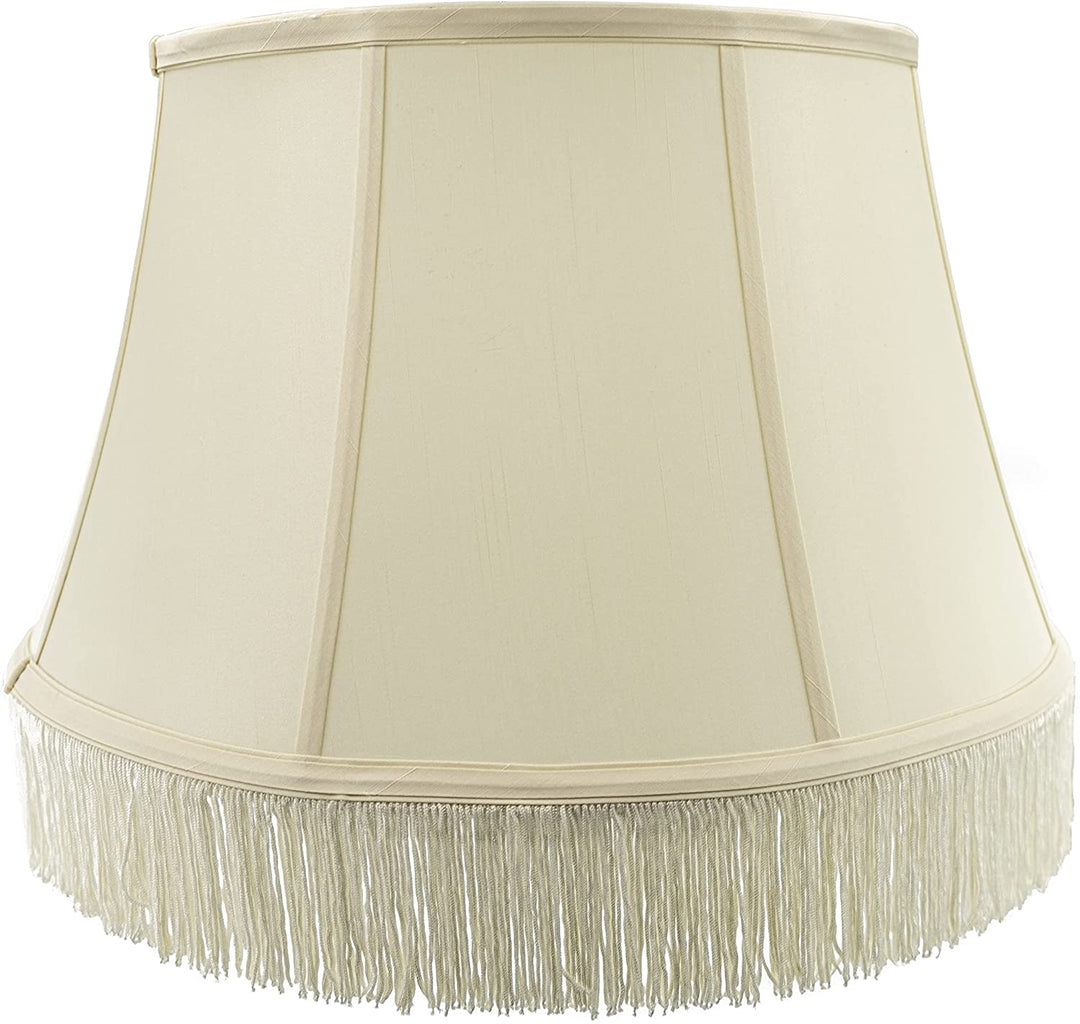 Shantung 19 Inch Modified Bell with Fringe Floor Lamp Shade (Eggshell)