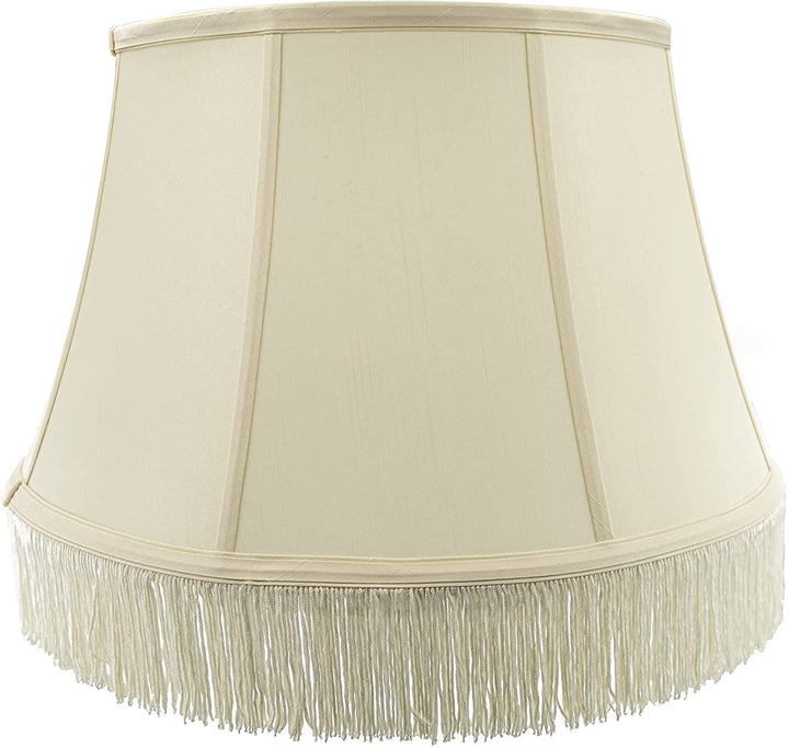 Shantung 17 Inch Modified Bell with Fringe Floor Lamp Shade (Eggshell)