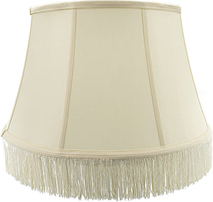 Shantung 17 Inch Modified Bell with Fringe Floor Lamp Shade (Eggshell)