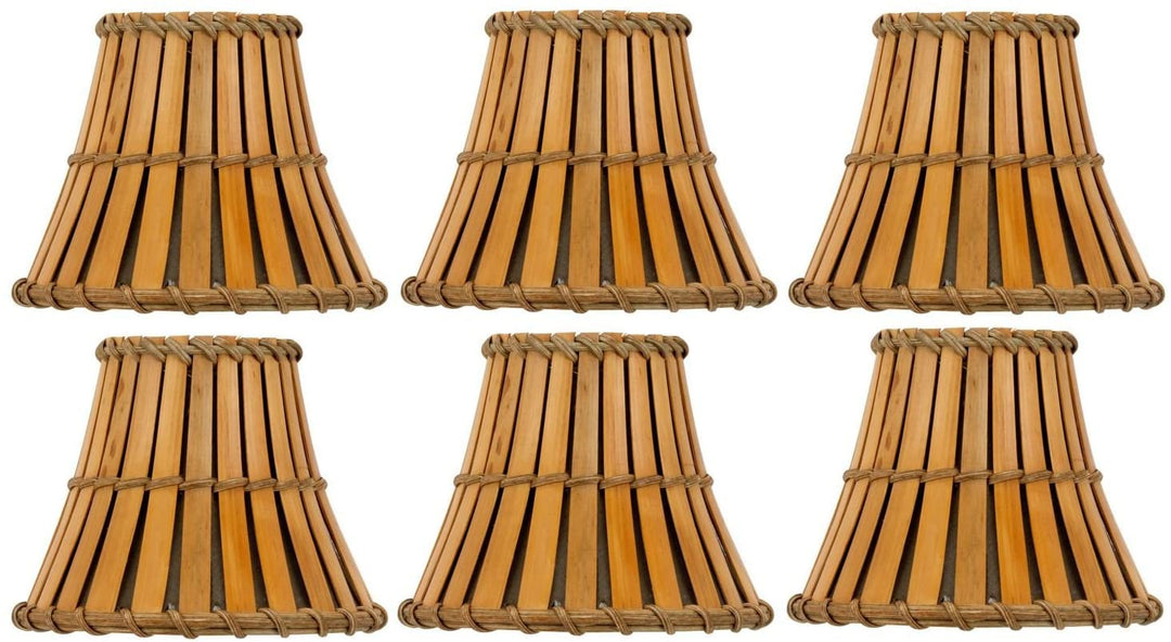 Bamboo Style 6 Inch Mini Clip On Chandelier Lamp Shades (Set of 6)