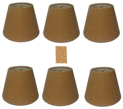 Upgrade Lights Set of Six European 6 inch Barrel Style Chandelier Lamp Shade in Natural Cork