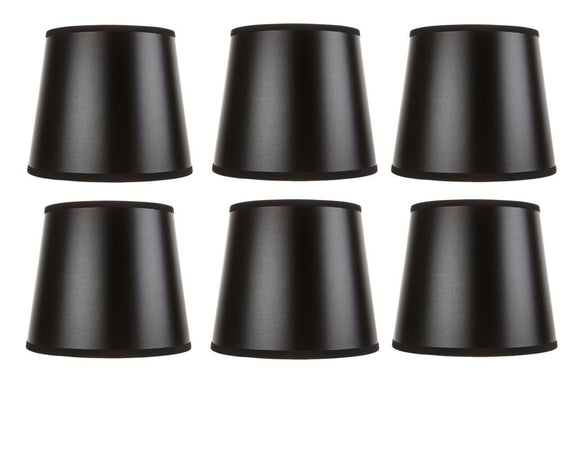 Upgradelights Black 7 Inch Chandelier Lampshades with Nickel Bulb Clip (Set of 6)