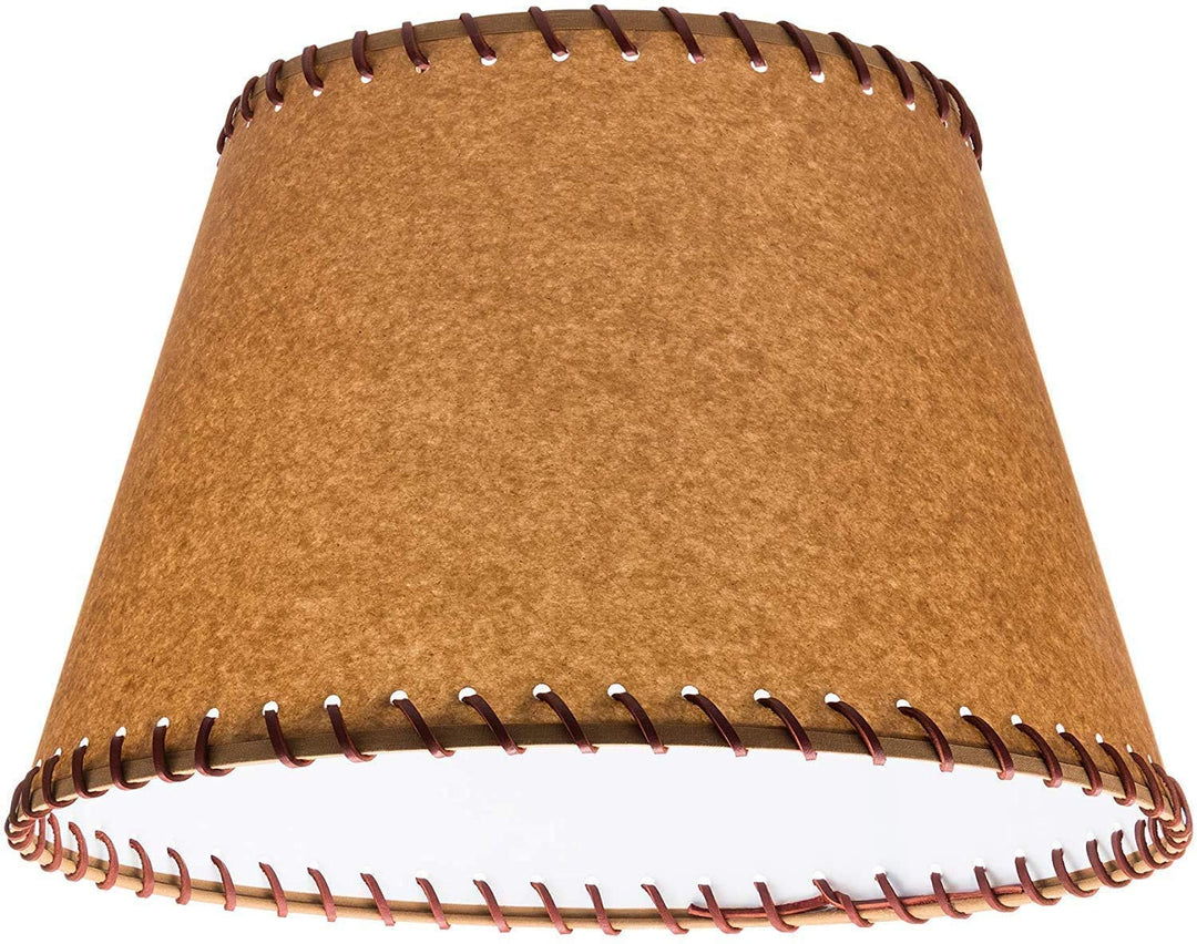 Oiled Parchment 12 Inch Empire Uno Fitter Lamp Shade with Stitched Trim
