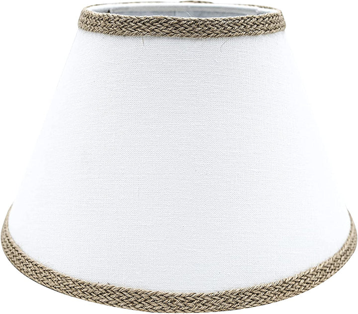 Off White Linen with Braided Burlap Trim 12 Inch Lamp Shade (Matching Harp and Finial)