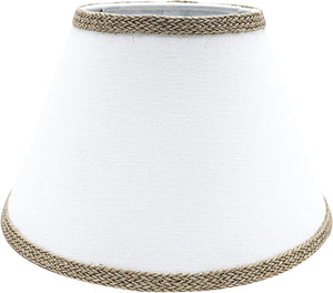 Off White Linen with Braided Burlap Trim 12 Inch Uno Lamp Shade