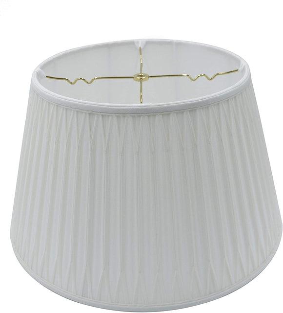 Cream Silk Double Smocked Pleat Shallow Drum Floor Lamp Shade