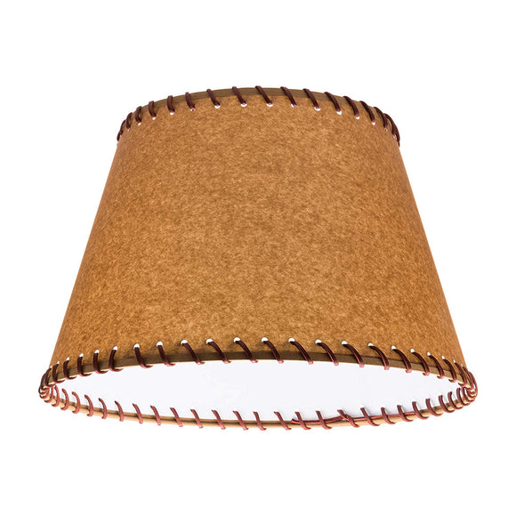 Oiled Parchment 12 Inch Empire Washer Fitter Lamp Shade with Stitched Trim and Matching Harp and Finial