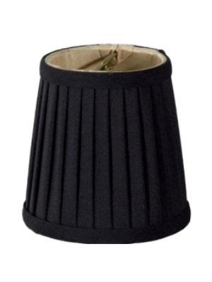UpgradeLights Black Pleated Silk with Gold Interior 4 Inch Barrel Drum Clip On Chandelier Lampshade