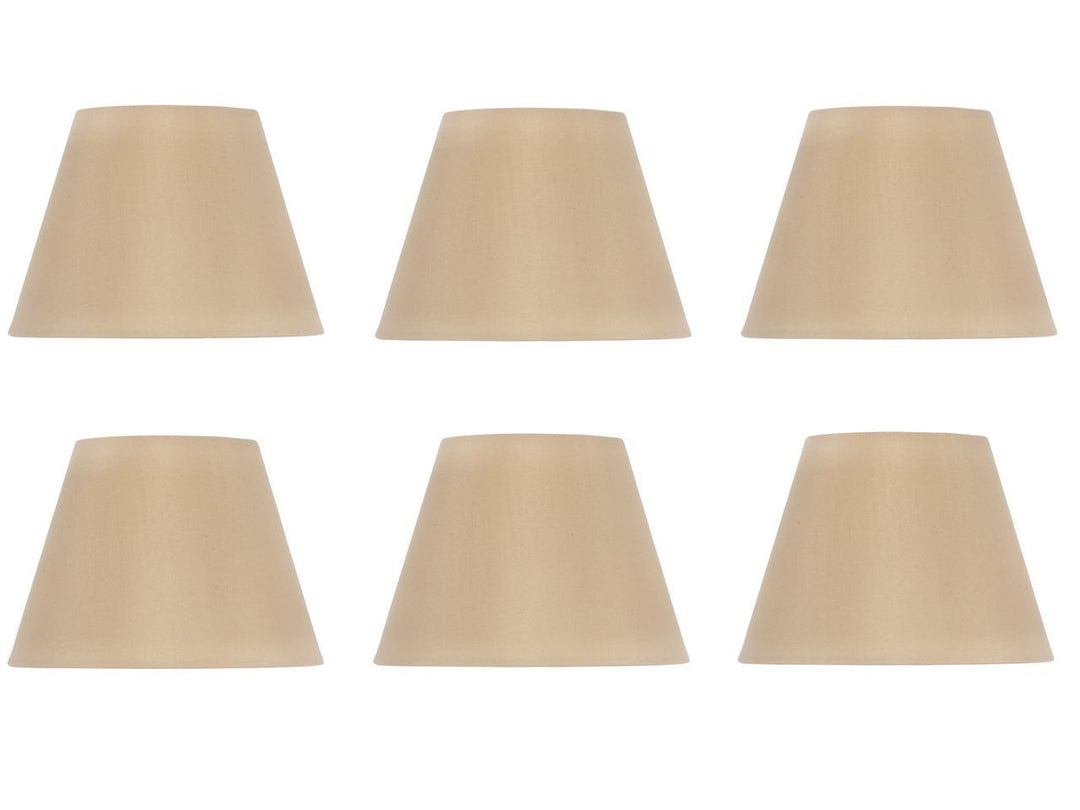 UpgradeLights Set of Six Shades That Are 6 Inch European Drum Style Chandelier Lamp Shade Mini Shade Antique Gold Color