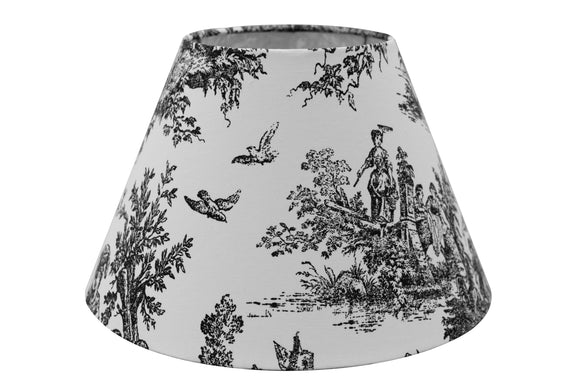 Black and White Toile 12 Inch Empire Lamp Shade with Matching Harp and Finial