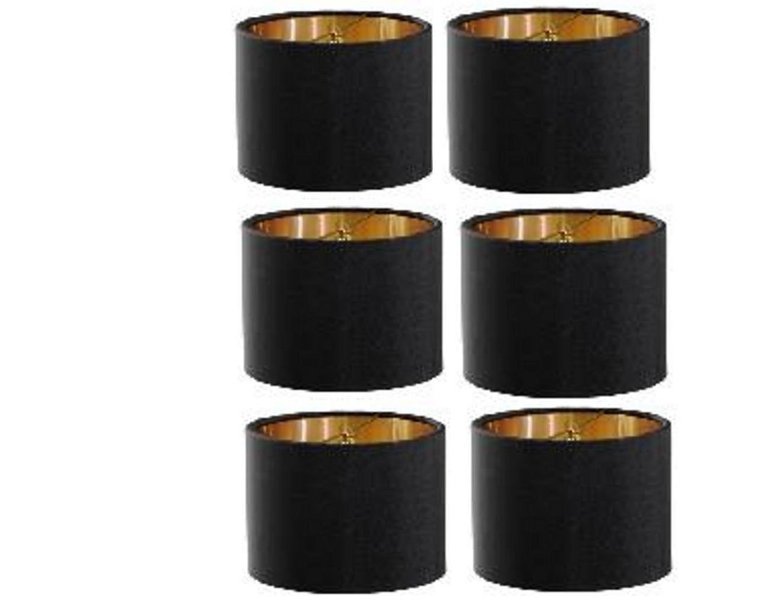 Upgradelights 5 Inch Retro Barrel Drum Clip on Chandelier Lampshade (Set of 6) (Black)