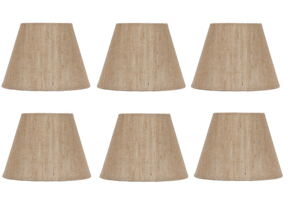 UpgradeLights Beige Belgium Linen 6 Inch European Drum Style Chandelier Lamp Shades (Set of 6)