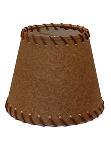Oiled Parchment 8 Inch Empire Clip On Lamp Shade with Stitched Trim